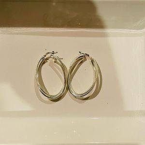 Silver medium sized hoop earrings